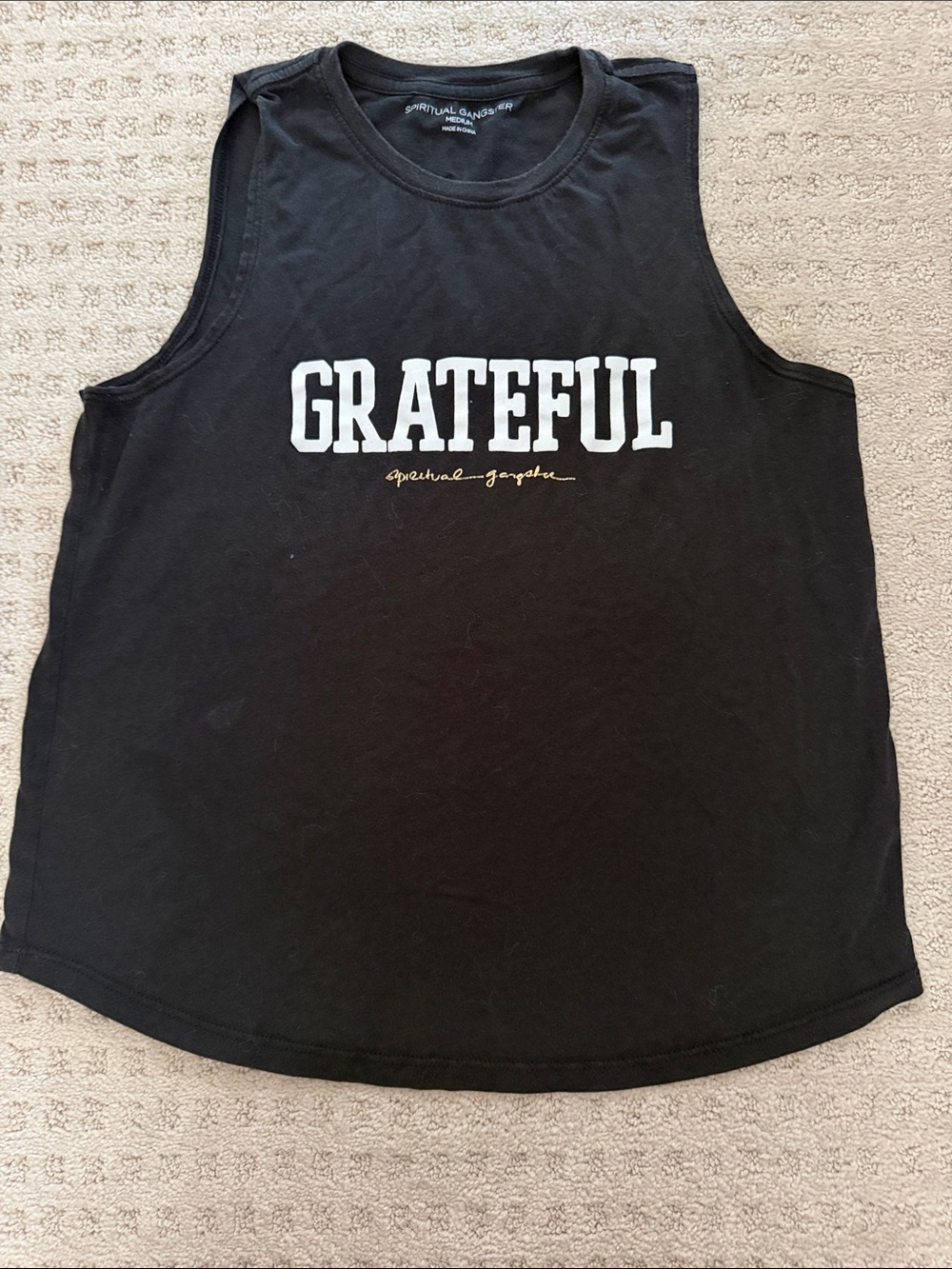 spiritual  gangster GRATEFUL Black Muscle Tank - Graphic Front